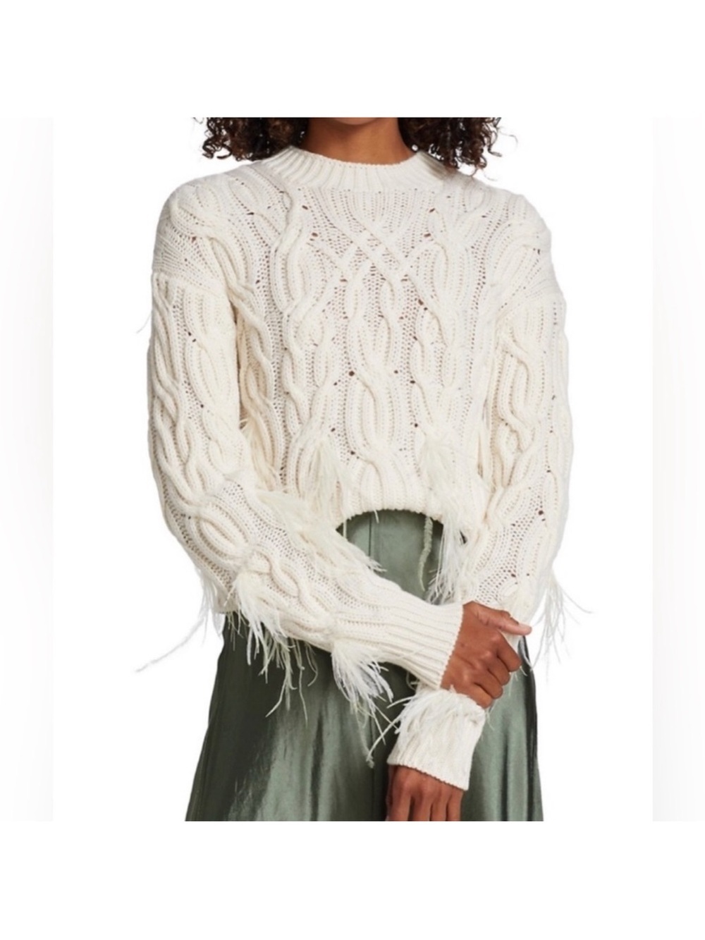 Vince Ivory Merino Wool Cable Knit Sweater
